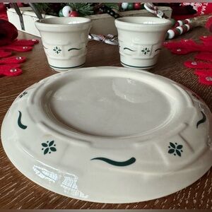 Longaberger Heritage Green pottery candle set